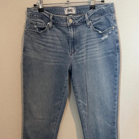 Paige Brigitte Womens Boyfriend Skinny Mid Rise Distressed Jeans Size 28 - Picture 3 of 11
